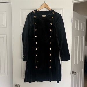 Tuckernuck Black Velvet Whitney Mini Dress with Gold Accents